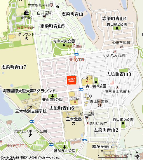 イオン三木青山食品館付近の地図